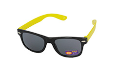 Schwarze Kindersonnenbrille mit gelben Bügeln