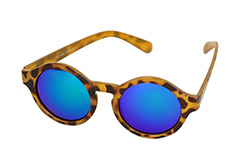 Runde Modesonnenbrille, helles Schildkröten-Design, verspiegelte Gläser
