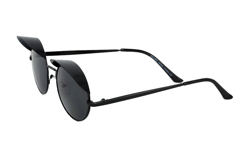 Schwarze runde Sonnenbrille mit kleinem Schirm - sunlooper.de - billede 2