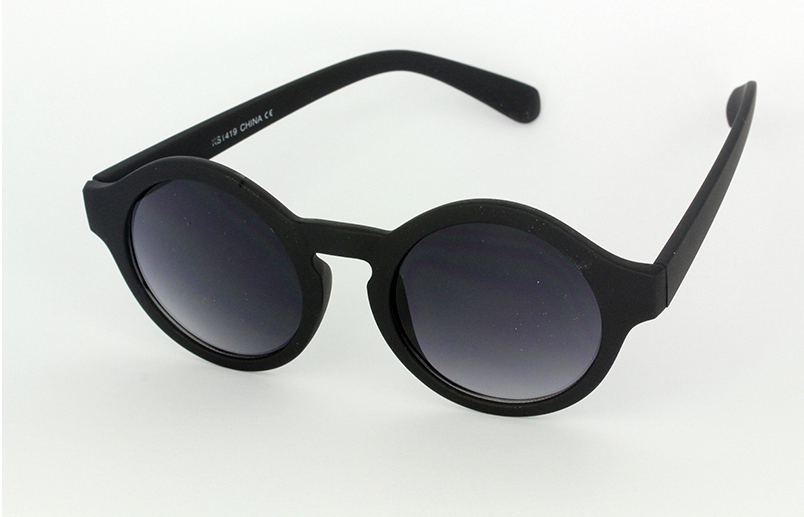 Schwarze runde Damensonnenbrille