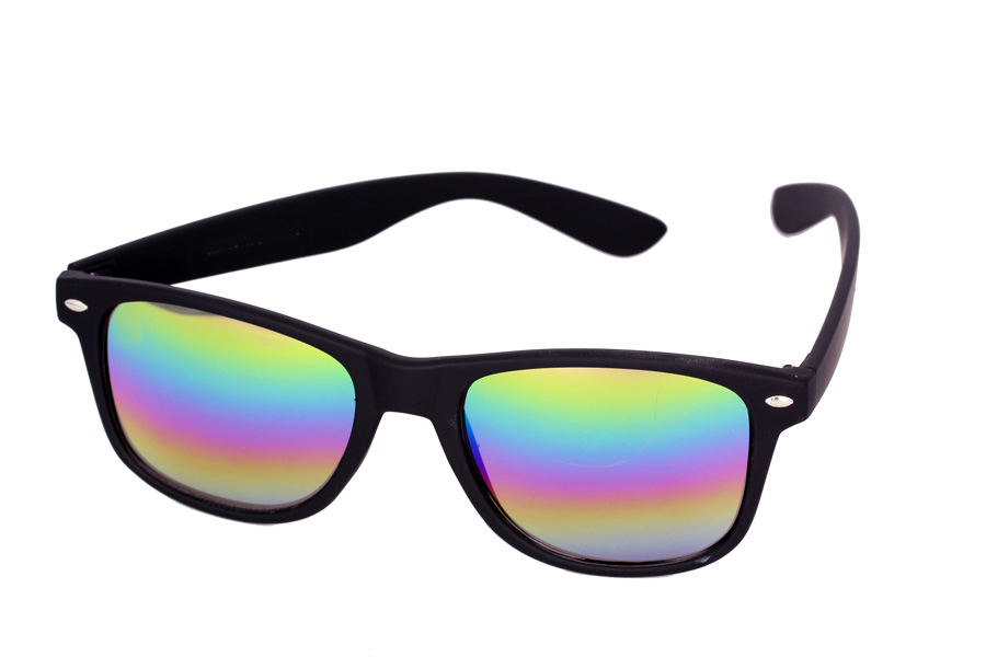 Matt Svarte Wayfarer Solbriller Med Farget Glass