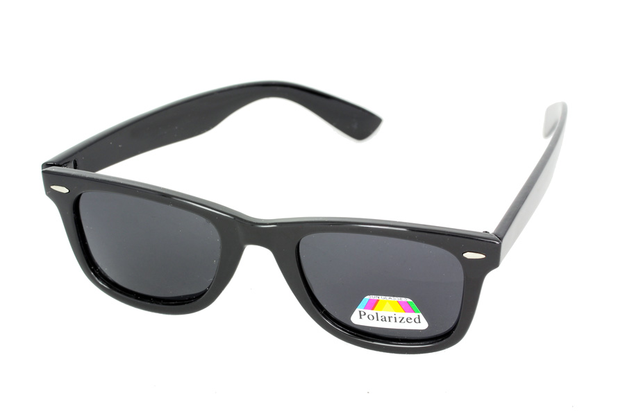 Schwarze polarisierte Sonnenbrille im Wayfarer-Design