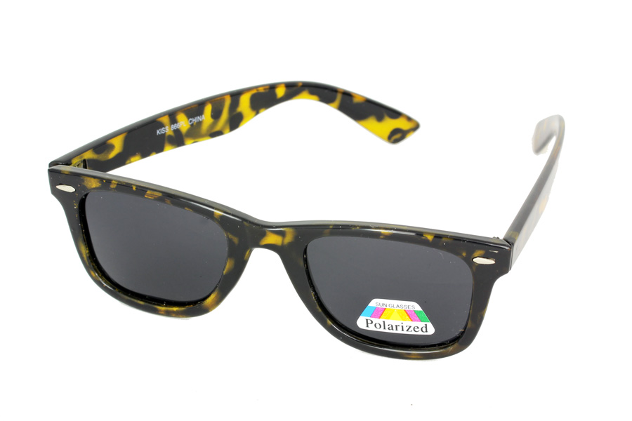 Schildkrötenbraune polarisierte Sonnenbrille im Wayfarer-Design 
