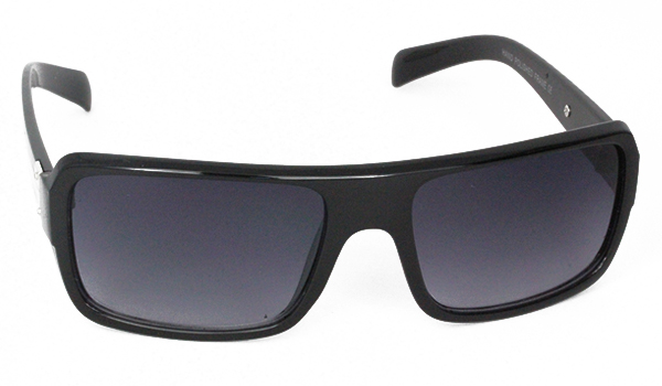 Schwarze Sonnenbrille mit Metalldetails.