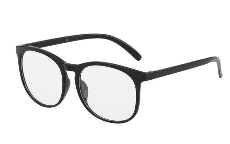 Schwarze runde Brille ohne Stärke - Design nr. 3017