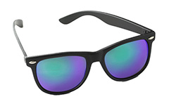 Wayfarer-Sonnenbrille, mattschwarz, grünlich-mehrfarbiges Glas - Design nr. 886